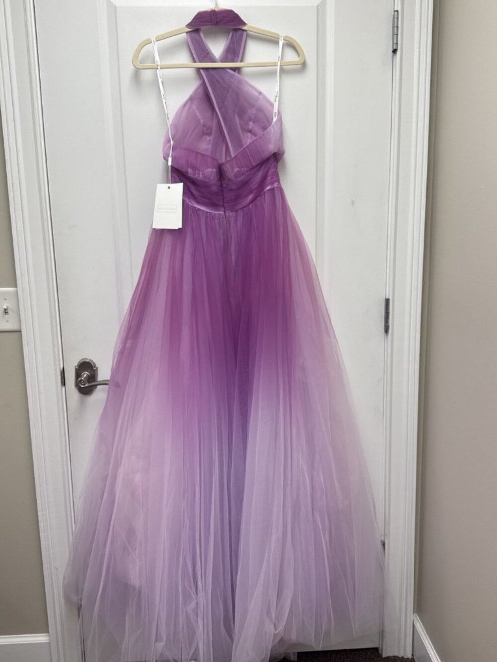 MAC DUGGAL Size 4 Purple Ombre 20554 Cross Front Ombre Ball Gown Dress Formal - Picture 7 of 10